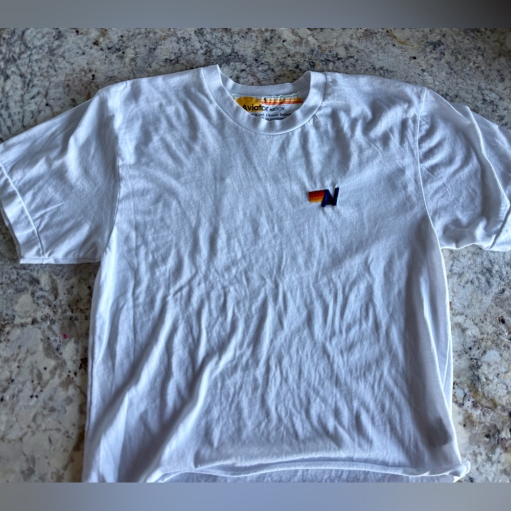Aviator Nation White Boyfriend Tee, Size Small - Picture 2 of 5